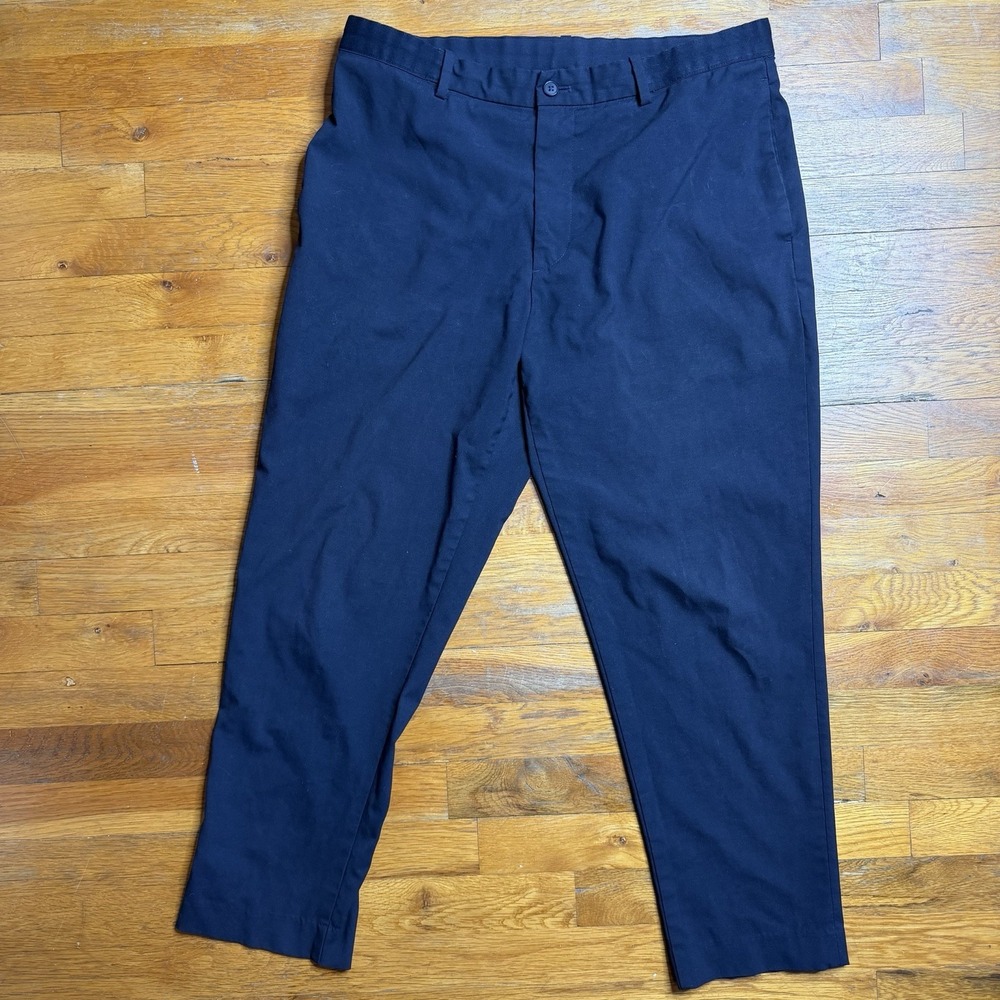 Uniqlo Men's Smart Ankle Elastic Waist Drawstring Chino Pants Navy Blue L(33-34)